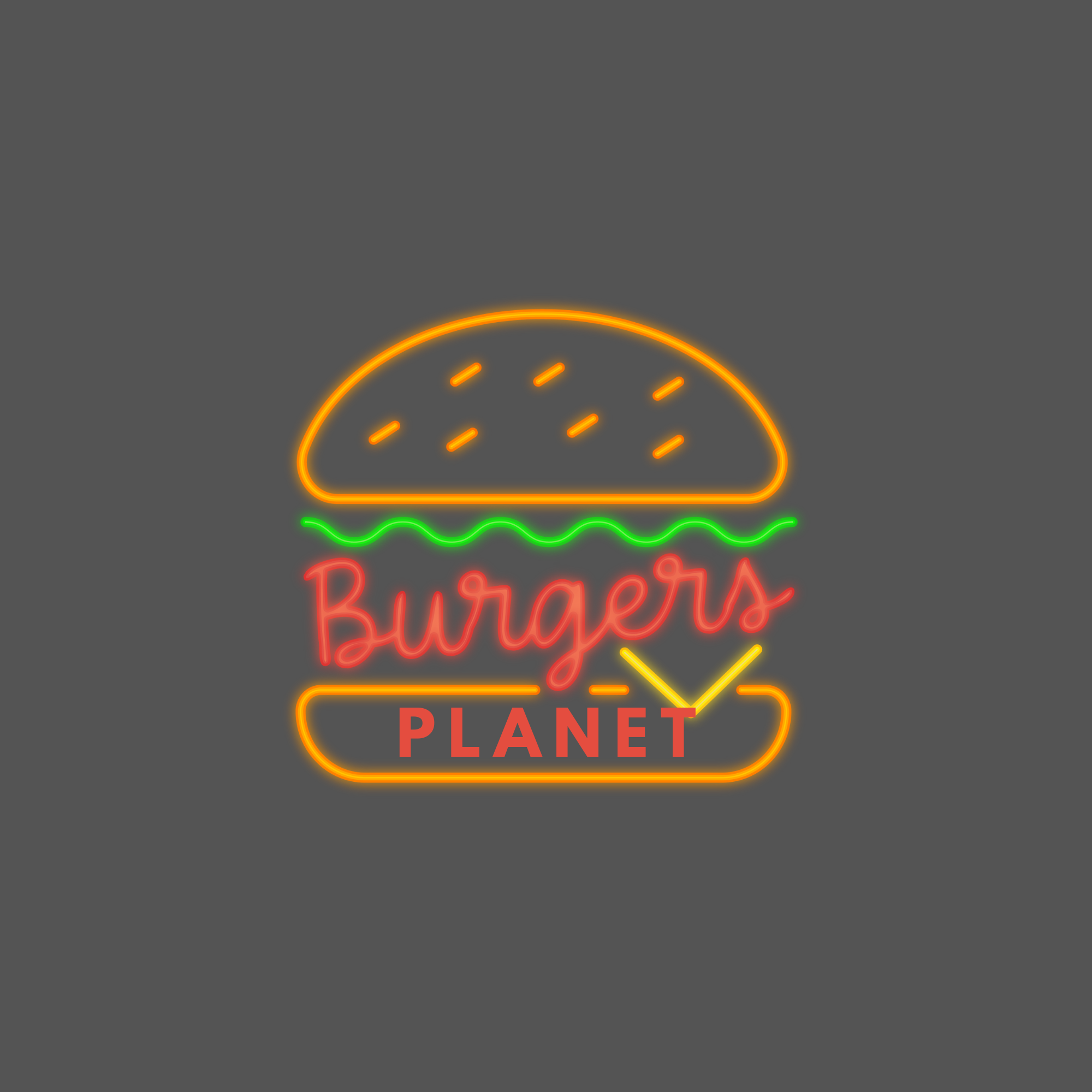 Símbolo Isolado Burger Planet Fundo Cinza